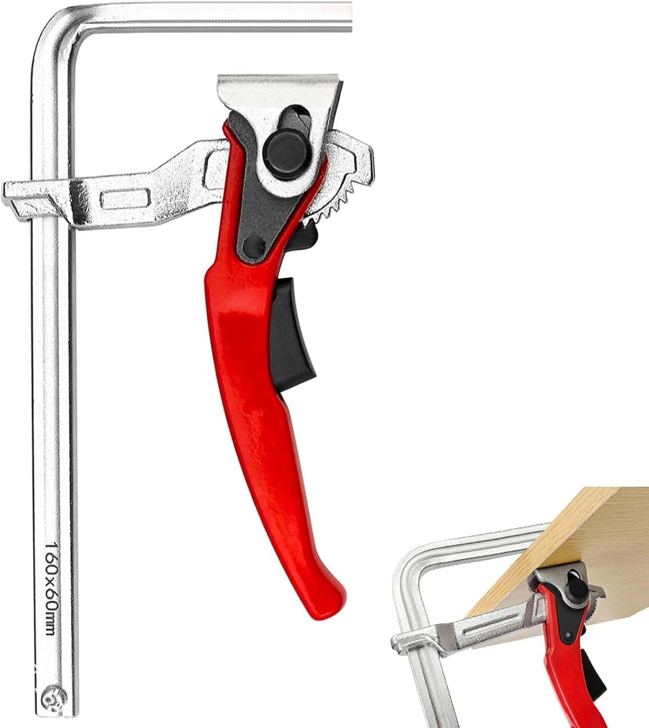 Lever Clamp All Steel, Table Clamp With Lever Handle, Guide Rail Clamp With 160 Mm Capacity And 60 Mm Throat Depth, Quick Release Clamp For Cutting, Grinding