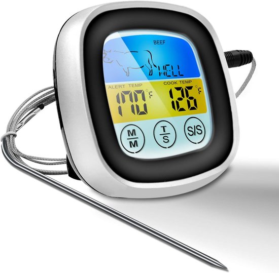 Fleischthermometer Digitales Küchenthermometer Mit Direktanzeige Großes Display Für Grill Barbecue Und Backofen Schwarzes Küchenthermometer Zum