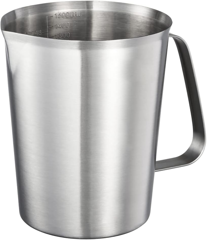 Measuring Jug Made Of 304 Stainless Steel With And Pourer, Metal Jug With Oz And Ml Marking, 48 Oz/1500 Ml, 6 Cups