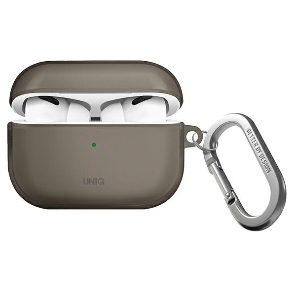 Uniq Hülle Glase Airpods Pro 2. Generation (2022/2023) Rauchgrau/glänzend Rauchgrau