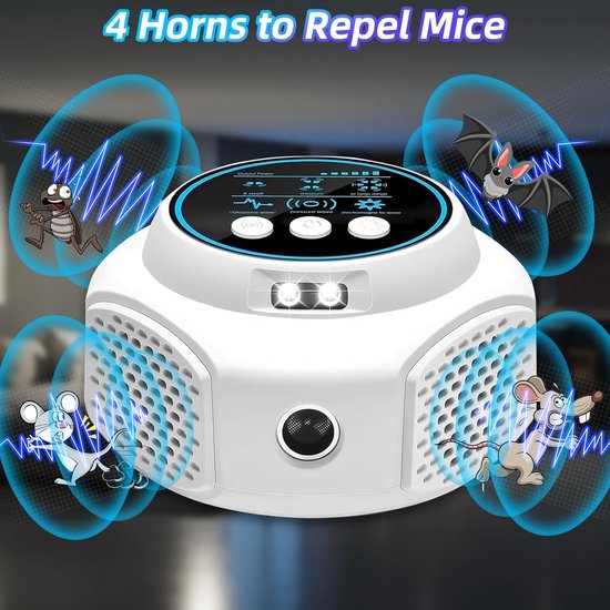 Ultraschall Mäusevertreiber Mit Beleuchtung, 360° Mäusevertreiber Für Den Heimgebrauch, Ultraschall Mäusevertreiber Zur Bekämpfung Von Ratten, Am
