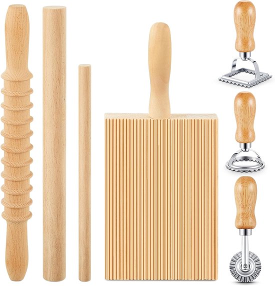 7 Teilige Nudelmaschine Gnocchi Nudelregal Aus Holz Nudelmaschine Für Zuhause Ravioli Ausstecher 3 Teiliges Set Für Runde Ravioli Quadratische St