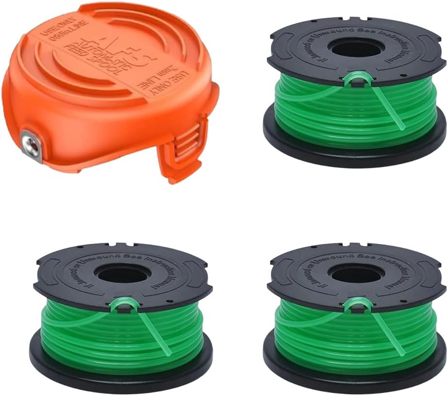 3er-packung A6486 Trimmerfadenspulen, Kompatibel Mit Black & Decker Gl7033, Gl9035 Und Gl8033 Freischneidern, Inklusive 1 Ersatzabdeckung 90583594