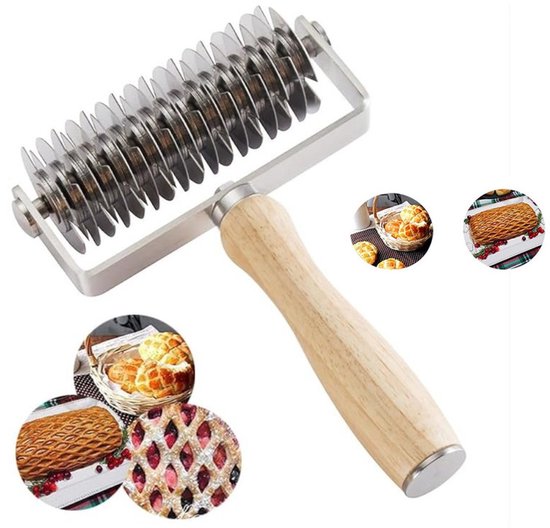 1 Stück Teigroller Aus Edelstahl Teiggitter Pizzaroller Küchenhelfer Backwerkzeug Für Selbstgebackene Kekse Und Kuchen Teigroller Mit Gittermuste