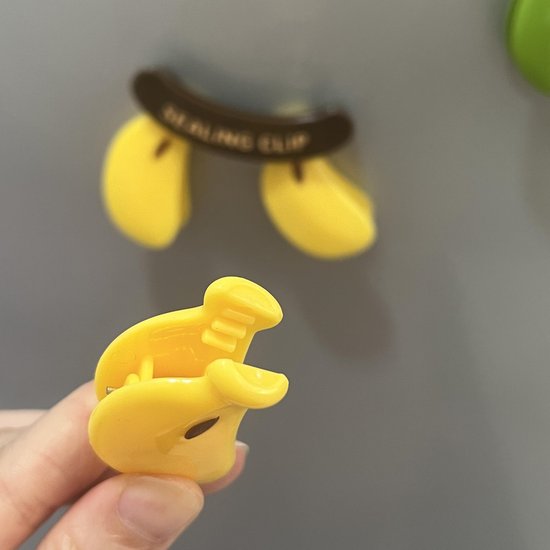 Magnetische Beutelclips In Bananenform Snack Aufbewahrungsclips Dekorative Kühlschrankmagnete 6 Stück, 2 Sets Gelb