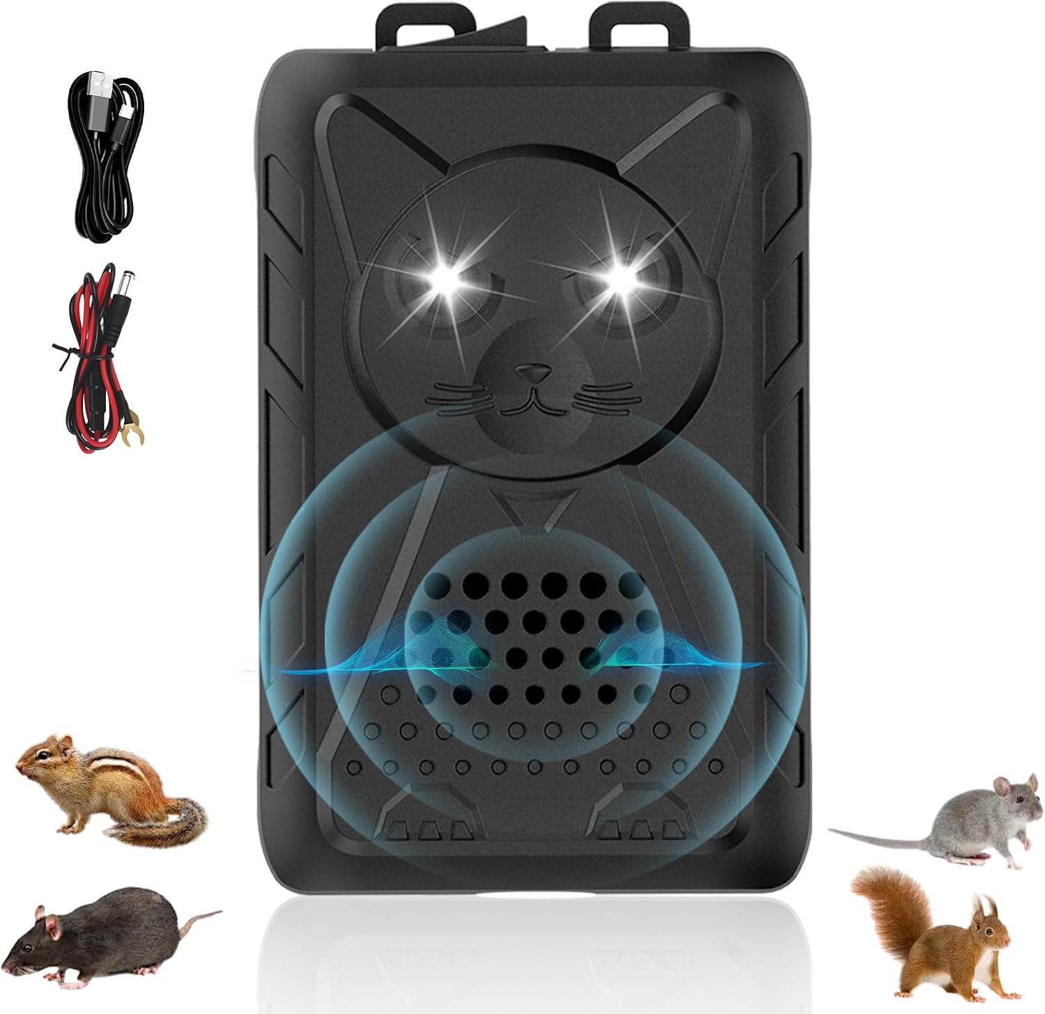 Marten Deterrent Car, Ultrasonic Marten Repellent With Flash Light, 12 V Car Battery Operated & Usb, Marten Protection For Engine Compartment, Garage, Attic