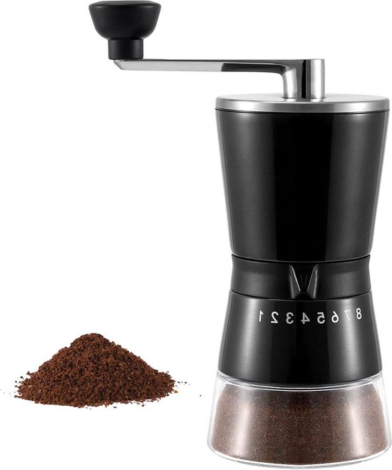 Manuelle Kaffeemühle Mit Einstellbarem Mahlgrad, 8-stufigem Konischem Keramikmahlwerk, Schwarze, Tragbare Mühle Für Zuhause, Büro, Reisen, Kaffeemühle, Manuell