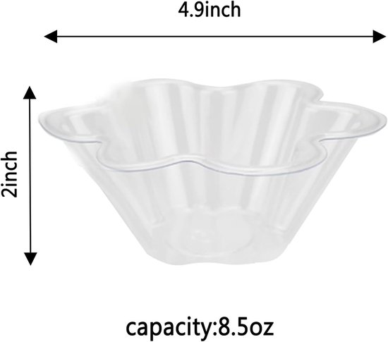 Set Mit 100 Transparenten Blütenförmigen Dessertschalen Aus Kunststoff 250 Ml Einwegbecher Für Eiscreme Und Joghurt Für Partys Buffets Und