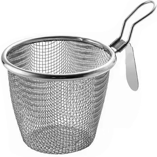 Nudelsieb Aus Edelstahl Feinmaschiges Sieb Mit Griff Für Nudeln, Teigtaschen Und Andere Speisen Silberfarben 11,5 × 7,4 Cm
