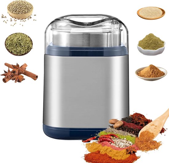 Kaffeemühle, Elektrische Mühle Für Den Hausgebrauch, Mahlt Getreide Und Gewürze, Multifunktional, Aus Edelstahl, Tragbar Und Leise.