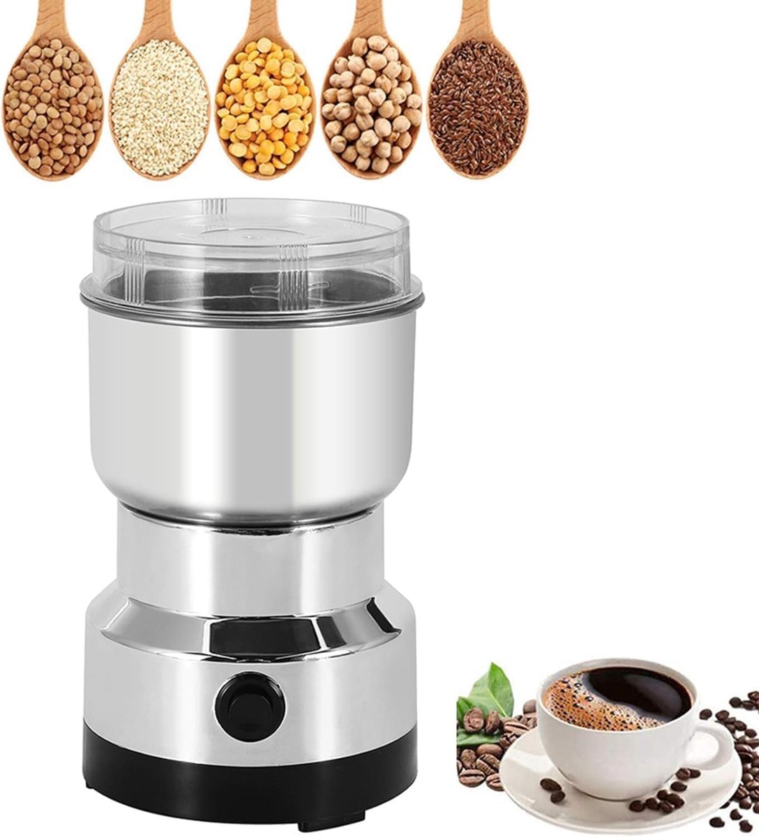 Kräutermühle – 150 W – Leistungsstarke Elektrische Kaffeebohnenmühle – Mit 4 Klingen – 300 Ml – Multifunktionale Mini-trockengetreidemühle – Für Getreide, Nüsse, Kräuter