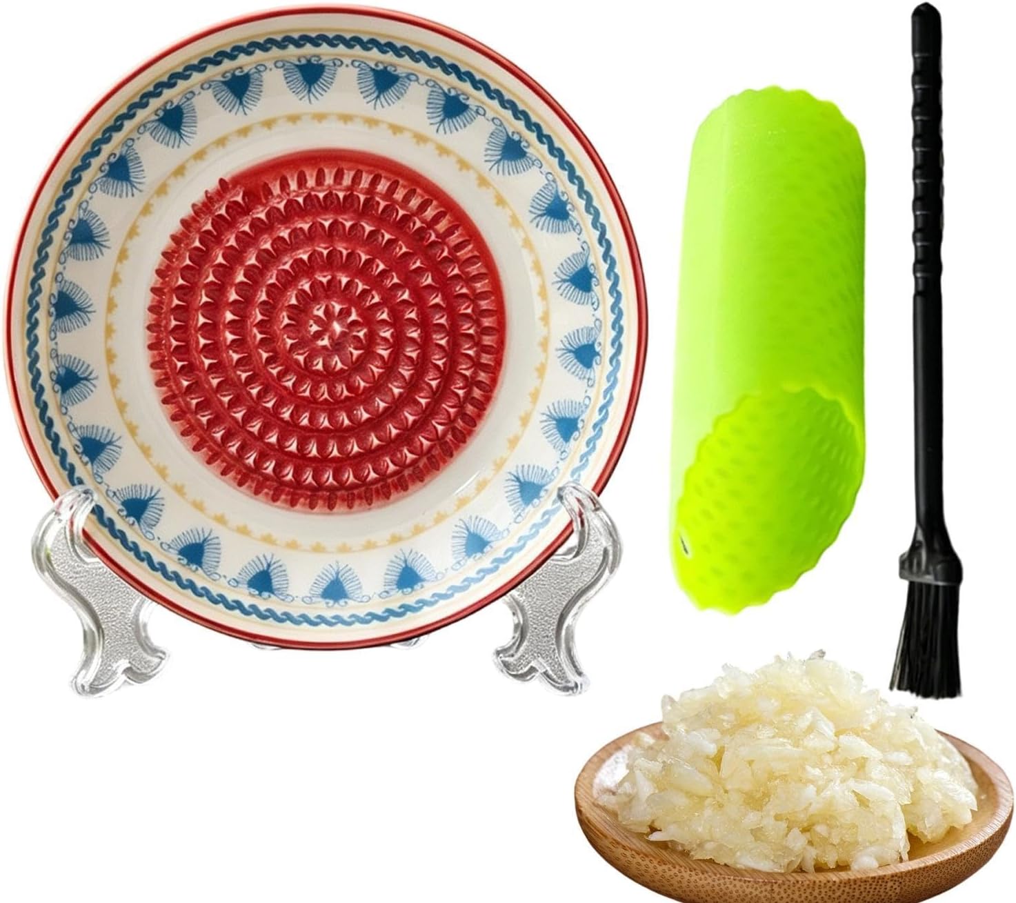 3-teiliges Keramik-knoblauchireiben-set, Runde, Flache Handreibe Aus Keramik Mit Bürste Zum Reiben Von Früchten Beim Kochen Und Backen, Zur Schokoladenzubereitung, Zum Kochen