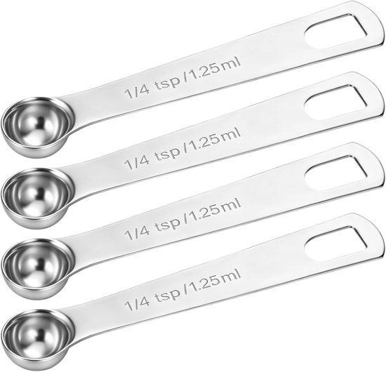 Stück 1/4 Teelöffel Messlöffel, 1/4 Teelöffel, 1,25 Ml Messlöffel, Messlöffel Aus Edelstahl Für Genaues Abmessen Beim Kochen, Backen Und Würzen