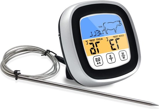 Digitales Fleischthermometer Mit Touchscreen Und Farbigem Led Display Temperaturbereich Bis 300 °c Für Grill Und Küche