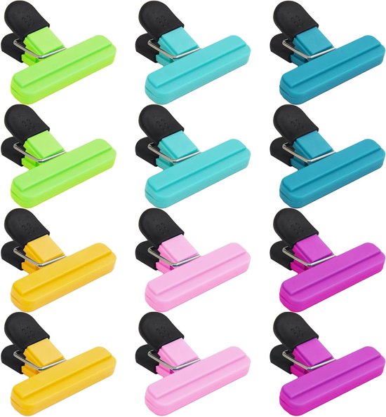 12 Wiederverwendbare Lebensmittelbeutelclips In 6 Farben Luftdicht Zur Aufbewahrung Von Lebensmitteln