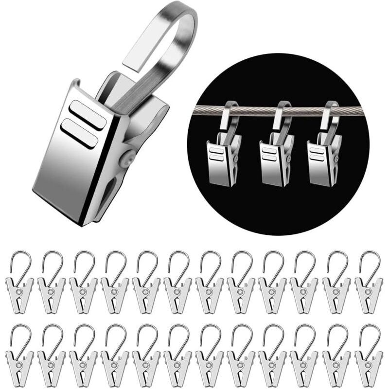 0–50 Stück Metall-vorhangclips, Silberfarbene Edelstahlclips Und -haken, Gardinenringe, Duschvorhangclips, Foto, Lichter