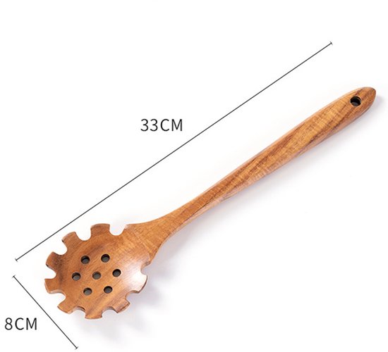 Nudellöffel Nudelsieb Pastalöffel Langstieliger Nudellöffel Rührlöffel Küchenutensil Gezackter Rand Aufhängbar 33 Cm × 8 Cm Zum Kochen Von Nudeln