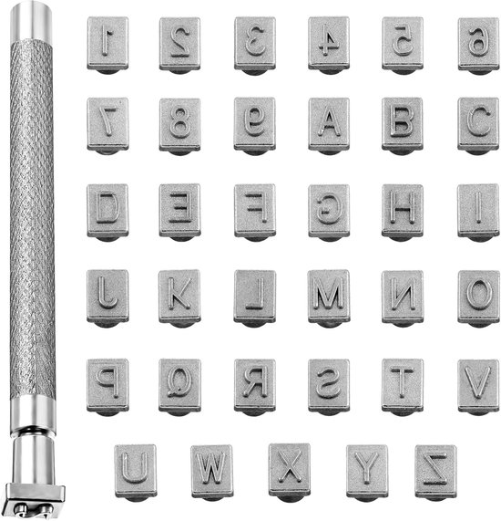 Lederstempelset – Buchstaben Und Zahlen – Silber