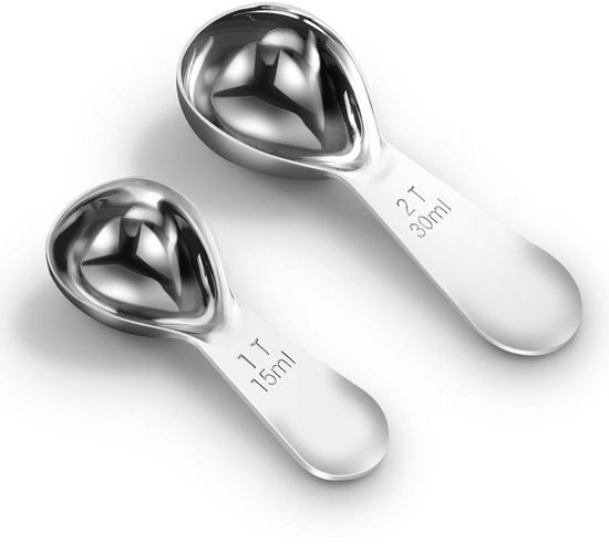 Kaffeelöffel Set, 2 Messlöffel (15 Ml & 2 Esslöffel), Ergonomisches Design, Aus Edelstahl. Die Kaffeelöffel Eignen Sich Zum Mahlen Von Kaffee Und