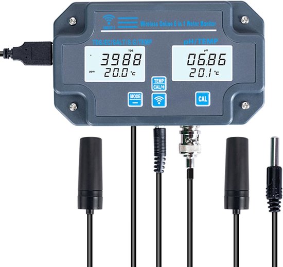 Der Wi-fi-wasserqualitätsanalysator Ein 6-in-1-gerät Ph-wert Ec Tds Salzgehalt Spezifisches Gewicht Temperatur Unterstützt Die Fernüberwachung