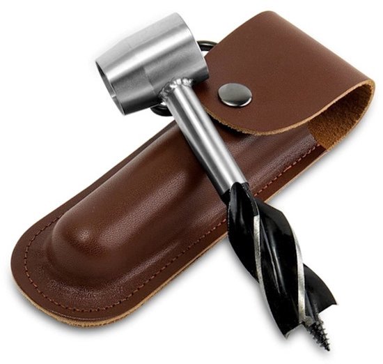 Handbohrer Handbohrer Set Mit Lederetui Multifunktionales Rettungswerkzeug Braun 220 G Camping Holzspalten Outdoor Survival