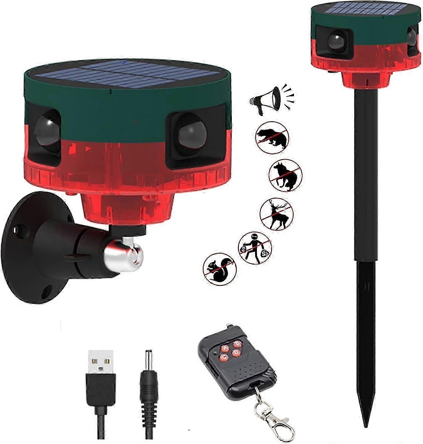 Alarme Extérieure Solaire À Détecteur De Mouvement Avec Avertisseur Sonore Puissant De 130 Db - Son Et Lumière Stroboscopique Personnalisables Pour La Détection Des Aboiements De Chien Et Des Coups De