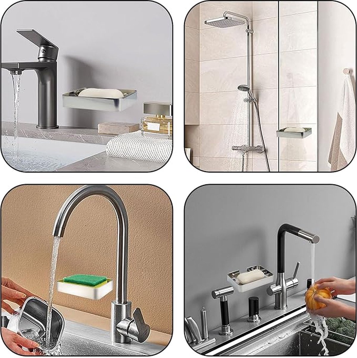 Seifenhalter – Seifenschale – Badezimmeraccessoires – Hängender Seifenhalter – Wandmontage – Seifenhalter Mit Abfluss – Edelstahl – Silber – 13,5 X 9,5 X 2,5 Cm