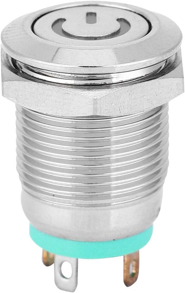 Edelstahl-metallschalter, 12-mm-druckknopf, Ip67/ik09-zertifiziert Mit Leistungssymbol, 1-öffner-automatik-rückstellschalter Für 3-v-geräte