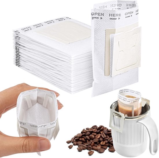 Allecto Plus Tragbarer Kaffeefilterbeutel Aus Papier, 40 Stück Einweg Kaffeebeutel Mit Tropfverschluss Lebensmittelecht Kaffeebeutel Zum Aufhänge