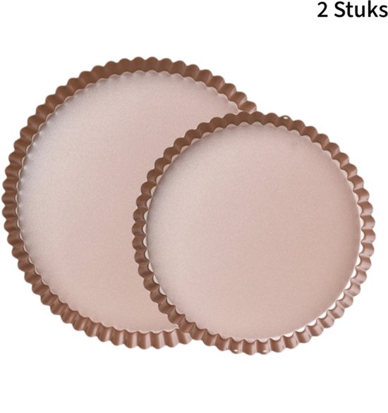 2 Goldfarbene Backformen Aus Kohlenstoffstahl Mit Geriffeltem Rand Für Kuchen Und Pizza Antihaftbeschichtet 26,2 Cm + 21,8 Cm