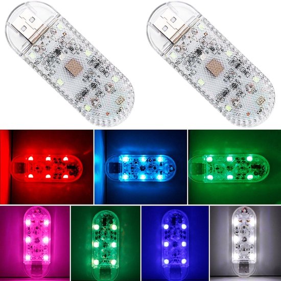 Fahrzeuginnenbeleuchtung, 7 Farben Autobeleuchtung, Led Beleuchtung, Touch Beleuchtung, Leselampen, Usb Autobeleuchtungsgehäuse (2er Set), Magnet