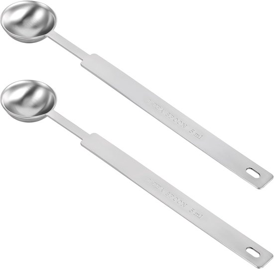 2 Messlöffel Aus Edelstahl, Kaffeedosierlöffel Mit Langem Griff, Edelstahl Kaffeelöffel Für Den Haushalt, Zum Abmessen Von Kaffee, Gewürzen Und B