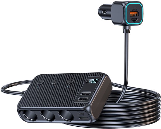 9-in-1 Usb-c-autoladegerät 171 W Mit 3 12v 24v Usb-c-zigarettenanzünderbuchsen 4 Usb-anschlüssen Dual-pd Mit Separatem Schalter Und
