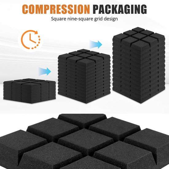 Selbstklebende, Schallabsorbierende Schaumstoffplatten – 30 X 30 X 5 Cm – 12er-set