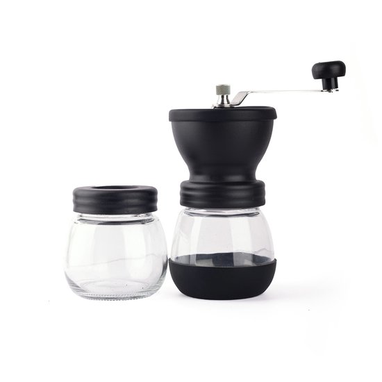 Manuelle Kaffeemühle Mit 2 Glasbehältern, Handkaffeemühle Mit Keramikmahlwerk, Handbetrieben/handgeführt, Kleine Tragbare Kaffeemühle, Für Camping