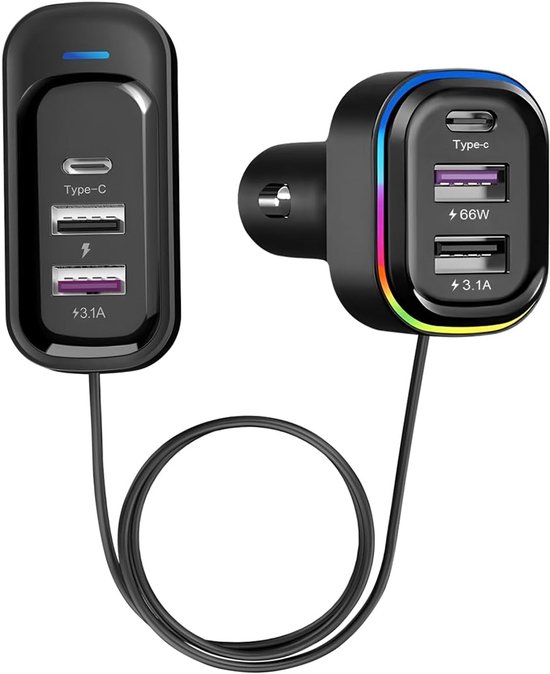 Für Kfz Ladegeräte Mit 6 Usb C Anschlüssen, 66 W Und Qc3.0 Schnellladefunktion, Zigarettenanzünderstecker, Für Iphone 15 Max Pro, Samsung Android
