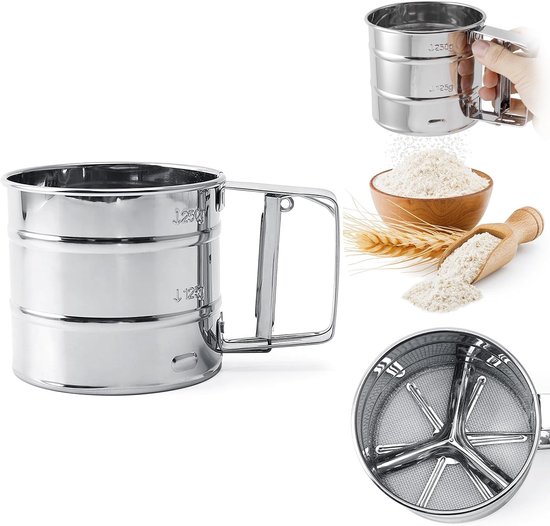 Mehlsieb Küchensieb Sieb Puderzuckersieb Küchenutensil Für Zucker Und Kaffeepulver Edelstahl Silber