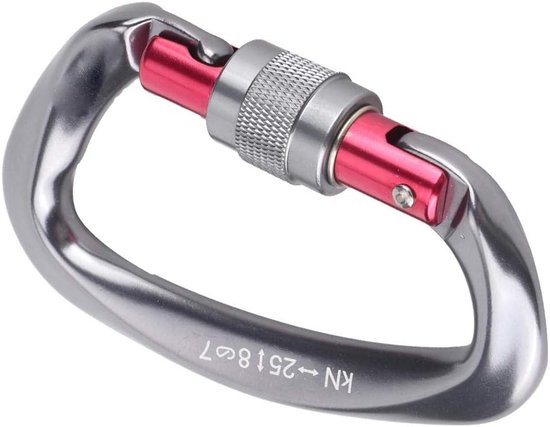 Kletterkarabiner Aus Luftfahrtaluminium Mit D-ring, Schraubverschluss Und Sicherheitskarabiner Für Bergsteigen, Höhlenforschung Und Höhenarbeiten