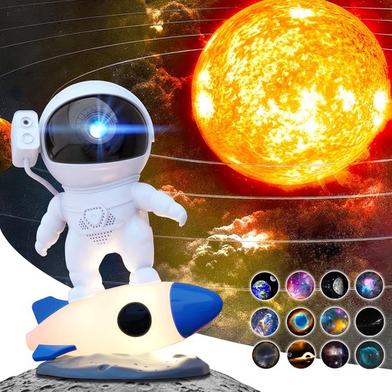 Astronauten Planetarium Projektor, Galaxienprojektor Fürs Schlafzimmer, Hd Projektor Mit 13 Austauschbaren Filmdiscs Und Einstellbarer Fokuslinse