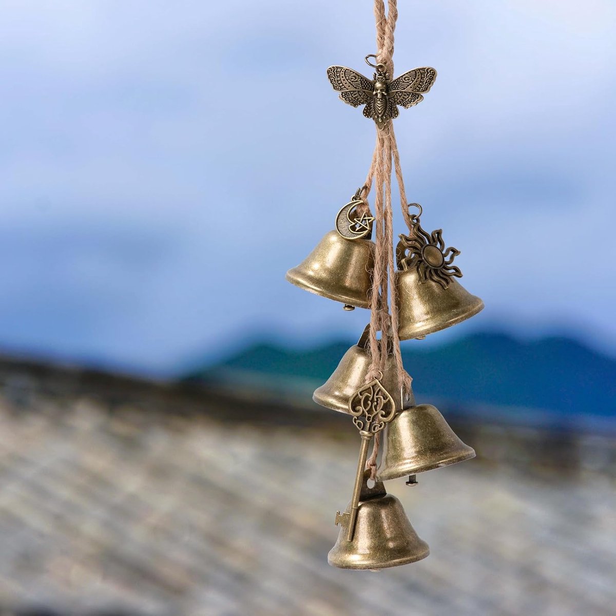 Stück – Handgefertigte Dekoglocken Aus Messing-jute-seil – Windspiel / Türdekoration – Glocken Für Drinnen Und Draußen – Dekoration Im Vintage-stil – Perfekt Für Garten, Balkon, Wohnzimmer Oder Türkli
