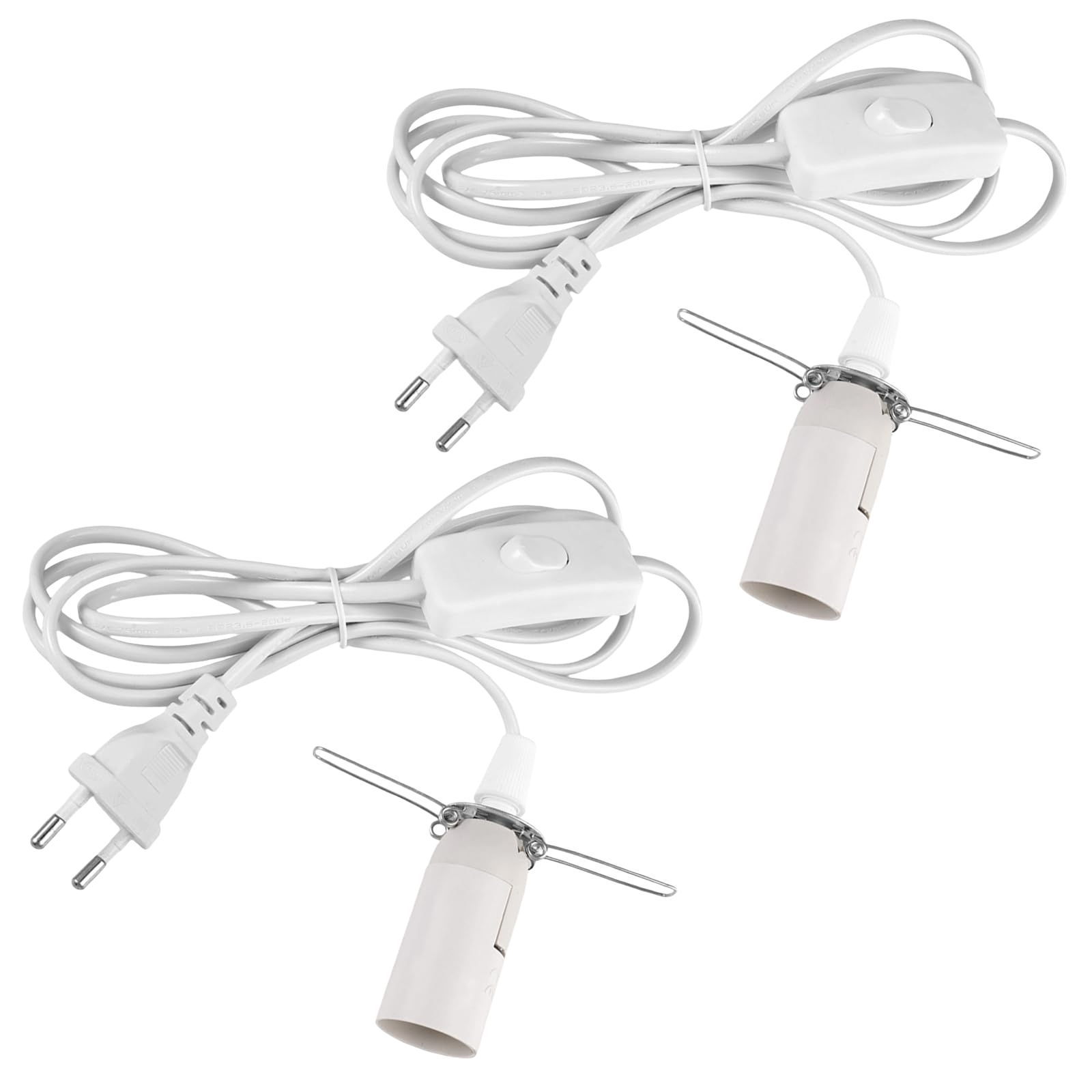 E14 Lampenfassung Mit Kabel Und Schalter, 2er Pack, Pvc Kupferkern – Weiß, E14 Sockel Für Salzlampe Diy Lampe Hängend