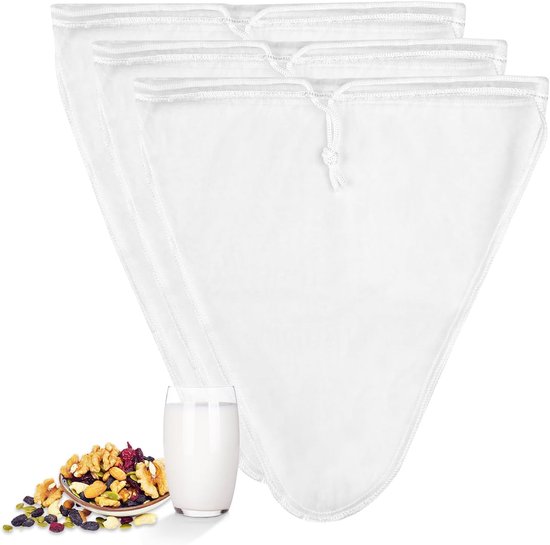 3 Teiliger Nylonbeutel Für Gemüsemilch, Wiederverwendbarer Gemüsemilchfilter, Sojamilchfilter, Nussmilchbeutel, Zum Filtern Von Tee, Fruchtsaft,