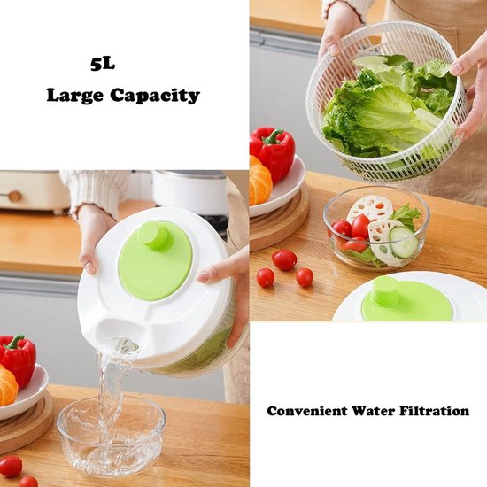 Salatschleuder Aus Kunststoff Salatschleuder Mit Deckel Salatschleuder Mit Kurbel Faltbar 5 Liter Küchenhelfer Zum Trocknen Von Gemüse Salat Obst