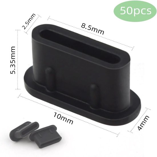 50 Stück Staubschutzstopfen Für Usb-c - Staubschutzkappe Aus Silikon, Usb-c-staubschutzstopfen, Schutz Für Den Ladeanschluss Typ-c (schwarz)