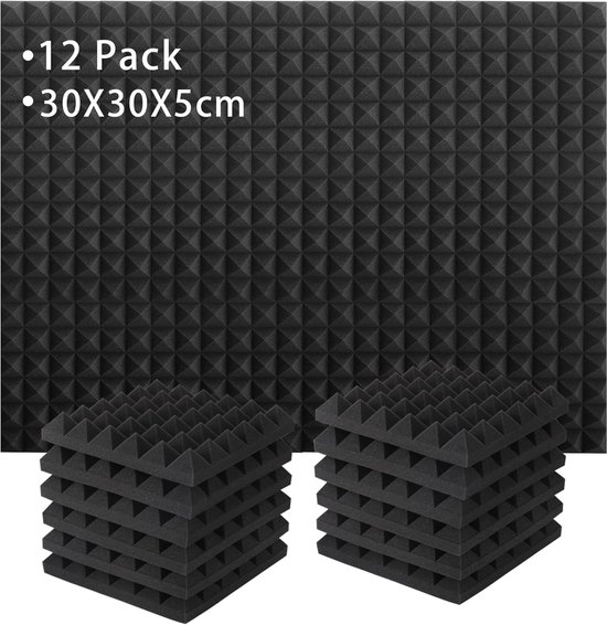 Set Mit 12 Schallabsorbierenden Schaumstoffplatten Schalldämpfend Und Feuerfest Geeignet Für Tonstudios Büros Tanzsäle Und Podcast-aufnahmen 30 X 5 Cm