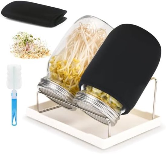 Keimglas, Keimglas-set Mit 2 Teilen, Inklusive Deckel, Sieb Und Abtropfschale, Keimgerät Für Alfalfa, Kresse, Brokkoli Und Mungbohnen