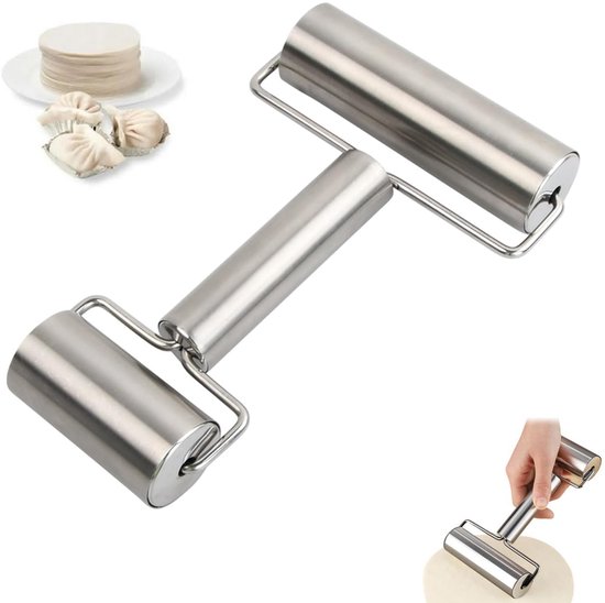 Mini Nudelholz Doppelseitiges Nudelholz Aus Edelstahl Mit Antihaftbeschichtung Mit Ergonomischem Griff Für Pizza, Kuchen, Brot, Nudeln Und Pastet