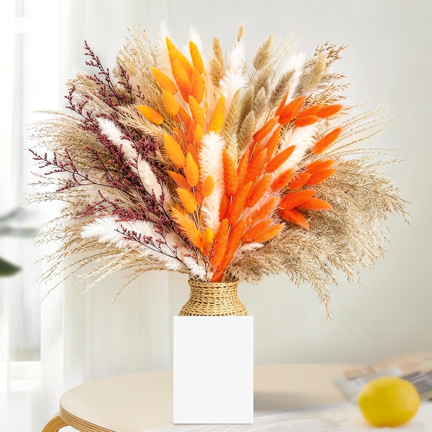 100 Stück Natürliche, Getrocknete Pampasgras-dekoration, Flauschiger Trockenblumenstrauß Für Rustikale Boho-tischdekoration, Wohnzimmer, Hochzeit, Herbstdekoration