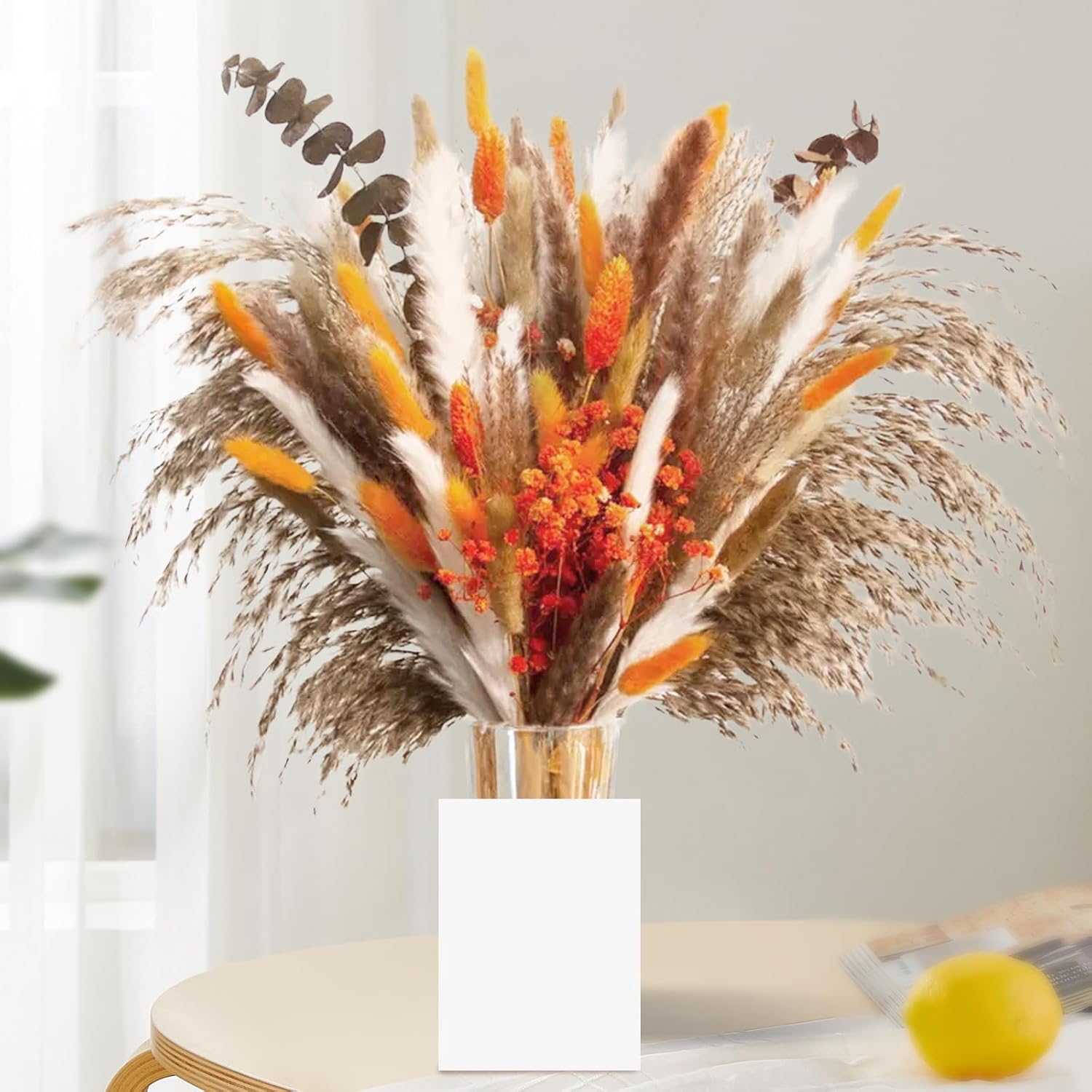 61-teiliges Deko-set Aus Getrocknetem Pampasgras, Flauschiger Trockenblumenstrauß Mit Schleierkraut Und Eukalyptus Für Rustikale Boho-tischdekoration, Zuhause, Hochzeiten Und Herbstdeko