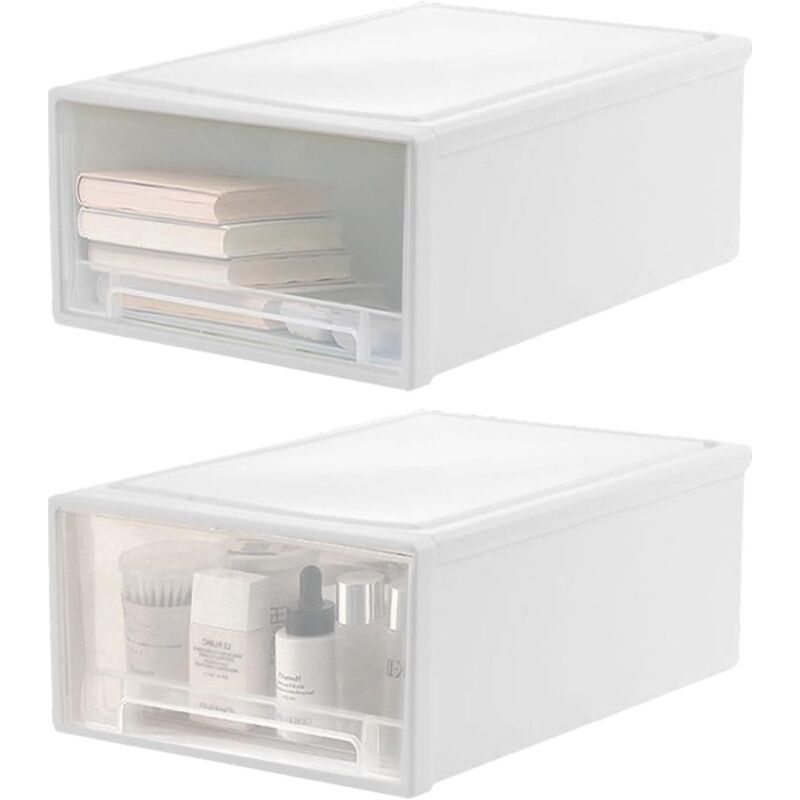 2 Stapelbare, Tragbare Aufbewahrungsboxen Aus Kunststoff, Robust Und Langlebig, Für Ankleidezimmer, Garage, Schlafzimmer, Büro